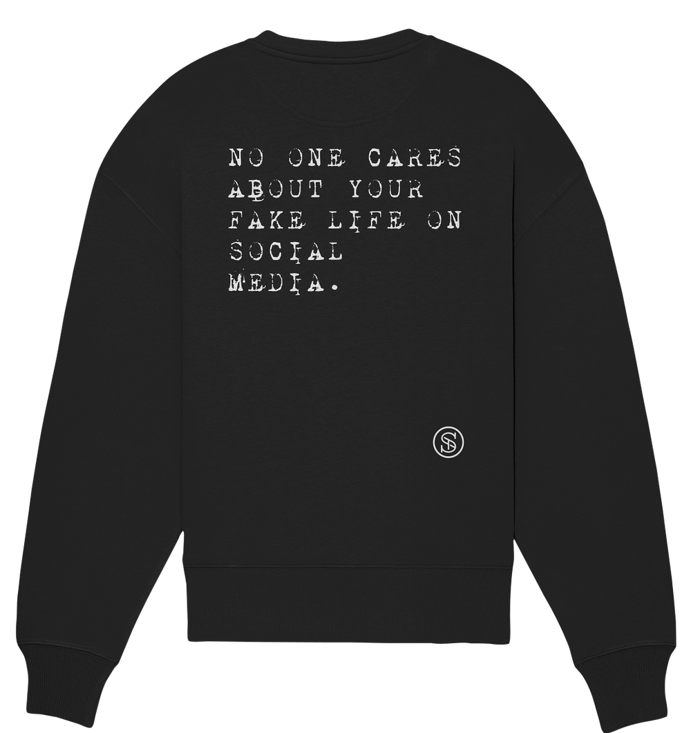 Fake Life Social Media Retro Statement Herren - Organic Oversize Sweatshirt Herren Oversized Sweatshirts Organic Oversize Sweatshirt True Statement