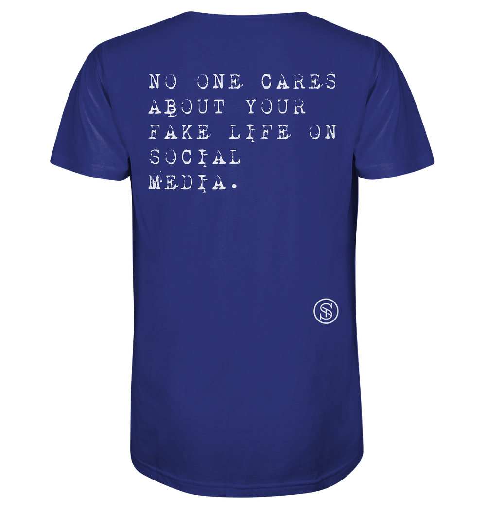 Fake Life Social Media Retro Statement Herren - Organic Shirt Worker Blue Herren Shirt Organic Shirt True Statement