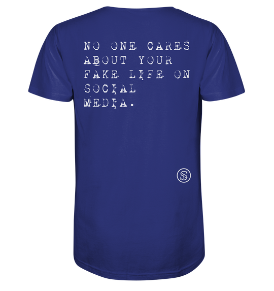 Fake Life Social Media Retro Statement Herren - Organic Shirt Worker Blue Herren Shirt Organic Shirt True Statement