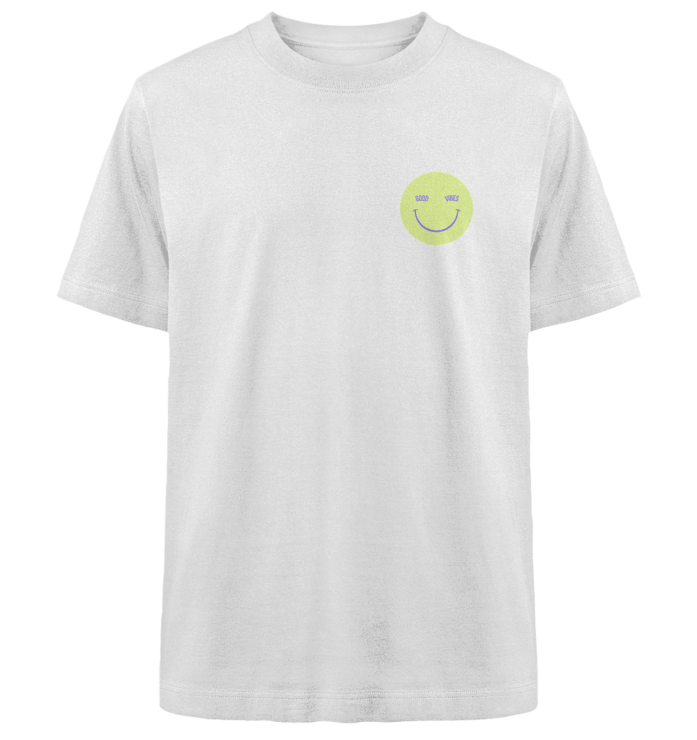 Good Vibes Smiley Herren - Heavy Oversized Organic Shirt White Herren Heavy Oversized Shirt Heavy Oversized Organic Shirt True Statement