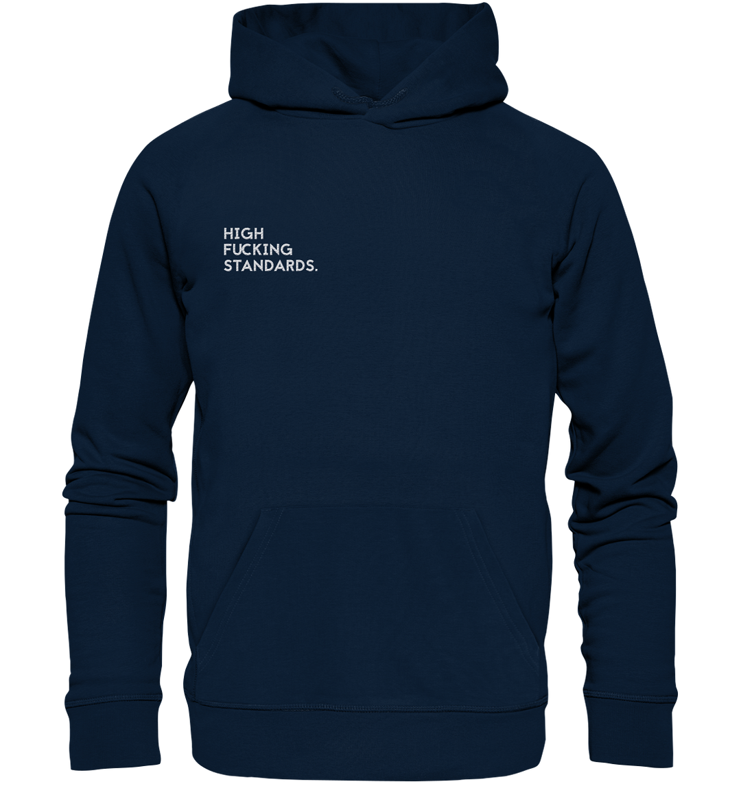 High Standards Herren - Organic Hoodie (Stick) French Navy Hoodies Organic Hoodie (Stick) True Statement