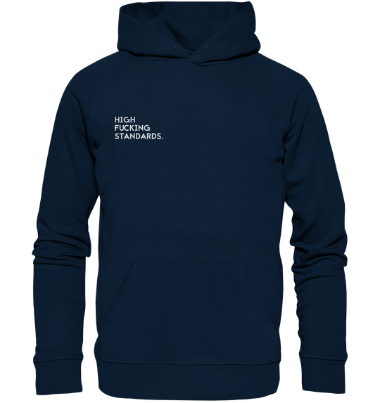 High Standards Herren - Organic Hoodie (Stick) French Navy Hoodies Organic Hoodie (Stick) True Statement