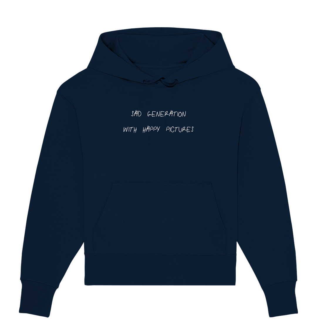 Sad Generation with Happy Pictures Herren - Organic Oversize Hoodie French Navy Herren Oversized Hoodies Organic Oversize Hoodie True Statement