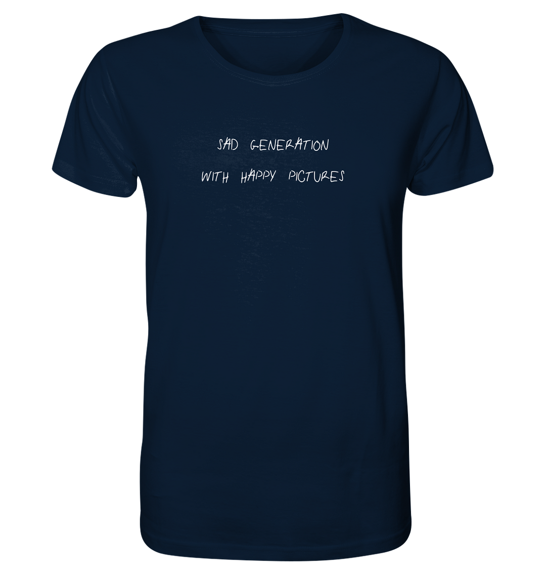 Sad Generation with Happy Pictures Herren - Organic Shirt French Navy Herren Shirt Organic Shirt True Statement