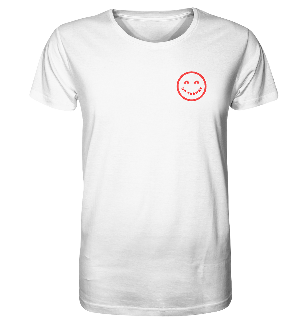 No Thanks Smiley Herren - Organic Shirt White Herren Shirt Organic Shirt True Statement