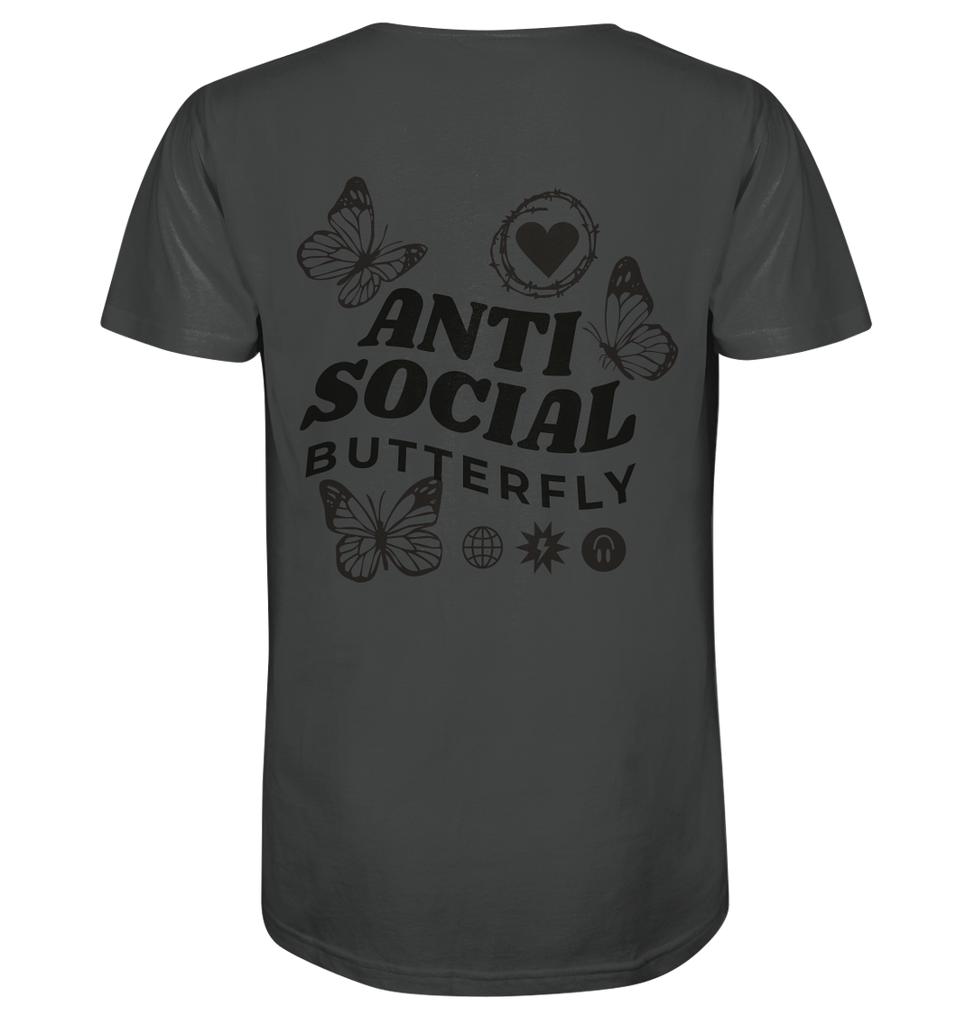 Anti Social Butterfly Herren - Organic Shirt Anthracite Herren Shirt Motiv Organic Shirt True Statement