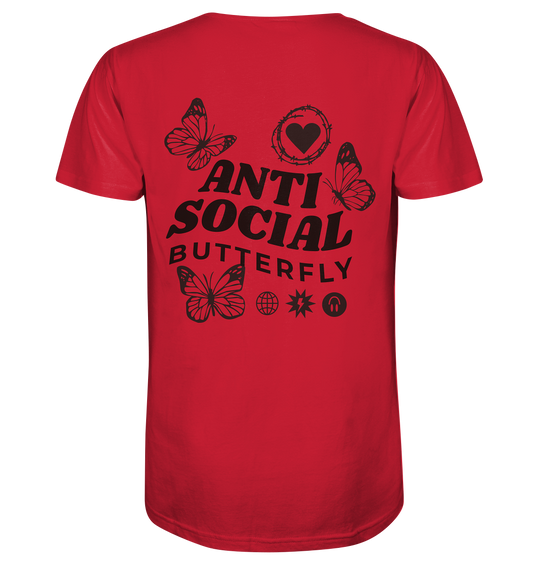 Anti Social Butterfly Herren - Organic Shirt Red Herren Shirt Motiv Organic Shirt True Statement