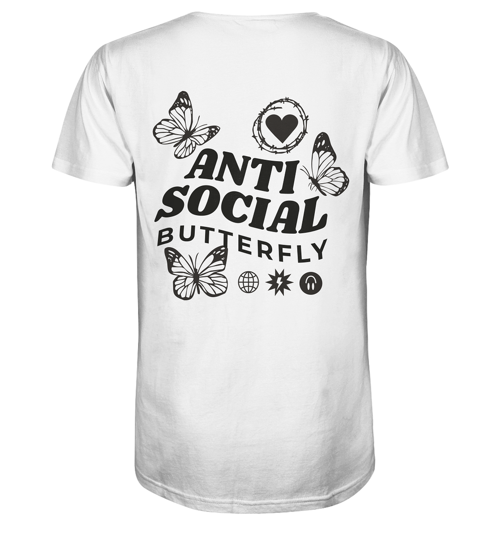 Anti Social Butterfly Herren - Organic Shirt White Herren Shirt Motiv Organic Shirt True Statement