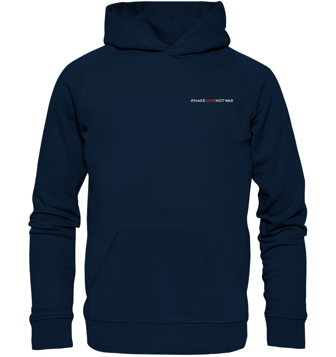 #MakeLoveNotWar - Organic Hoodie (Stick) French Navy