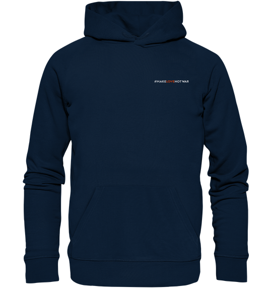 #MakeLoveNotWar - Organic Hoodie (Stick) French Navy