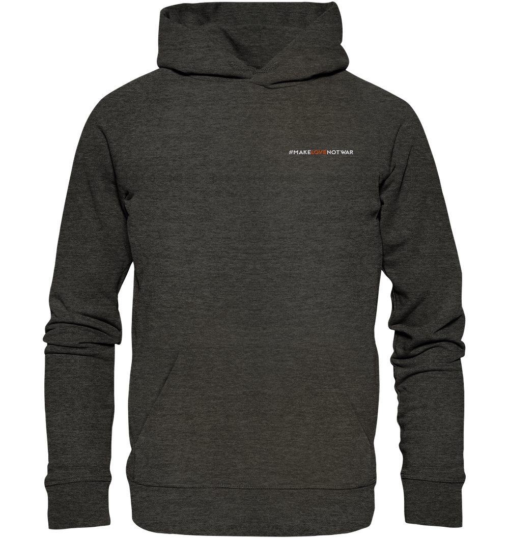 #MakeLoveNotWar - Organic Hoodie (Stick) Dark Heather Grey