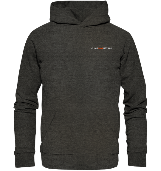 #MakeLoveNotWar - Organic Hoodie (Stick) Dark Heather Grey