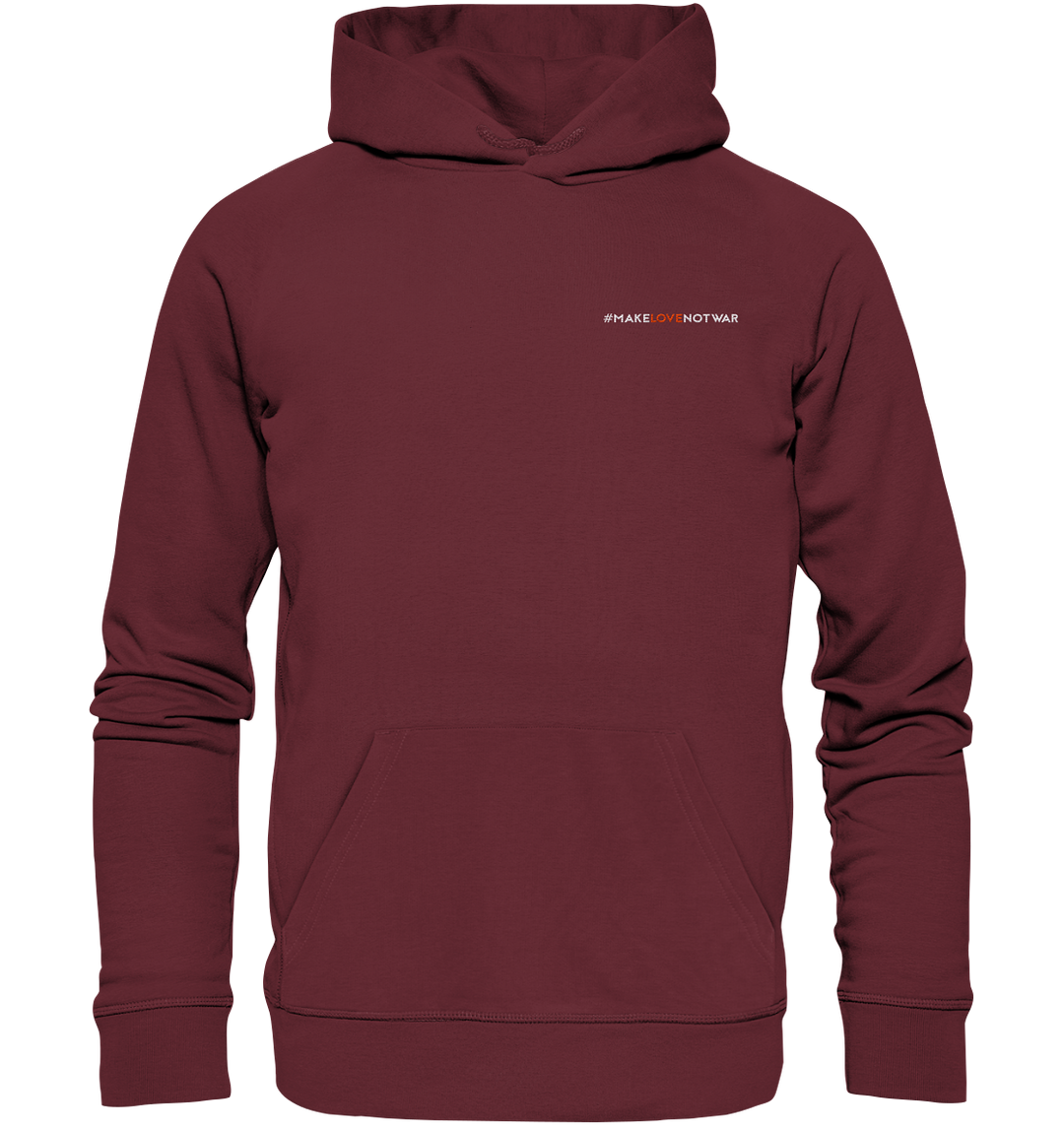 #MakeLoveNotWar - Organic Hoodie (Stick) Burgundy