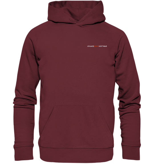 #MakeLoveNotWar - Organic Hoodie (Stick) Burgundy