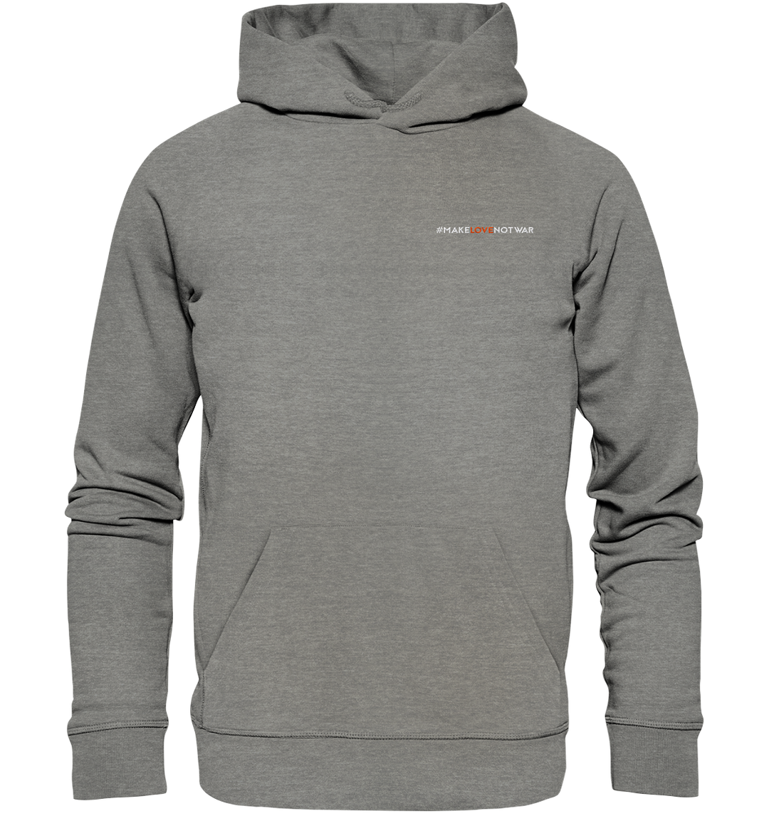 #MakeLoveNotWar - Organic Hoodie (Stick) Mid Heather Grey