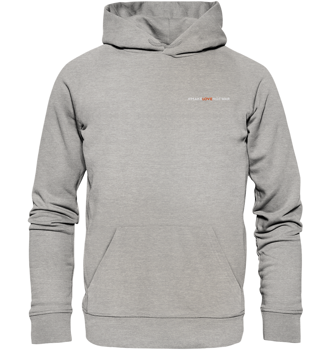 #MakeLoveNotWar - Organic Hoodie (Stick) Heather Grey