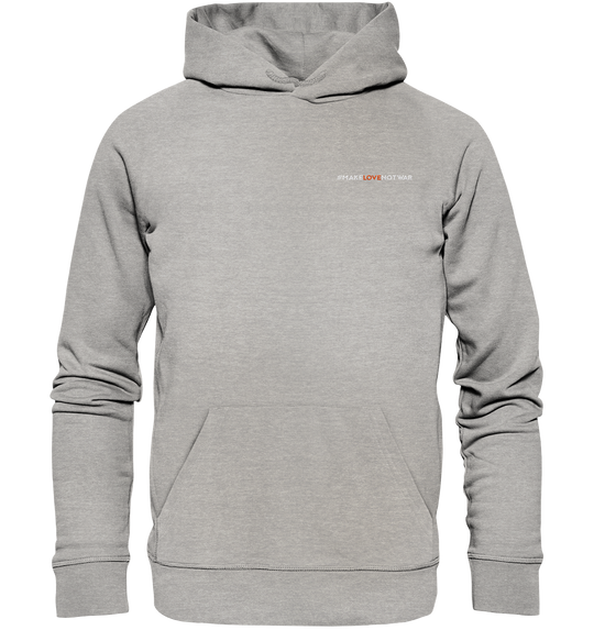 #MakeLoveNotWar - Organic Hoodie (Stick) Heather Grey